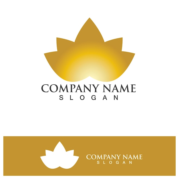 Golden lotus flower logo Vector design template of lotus icon on dark background with golden effect for eco beauty spa yoga medical companies