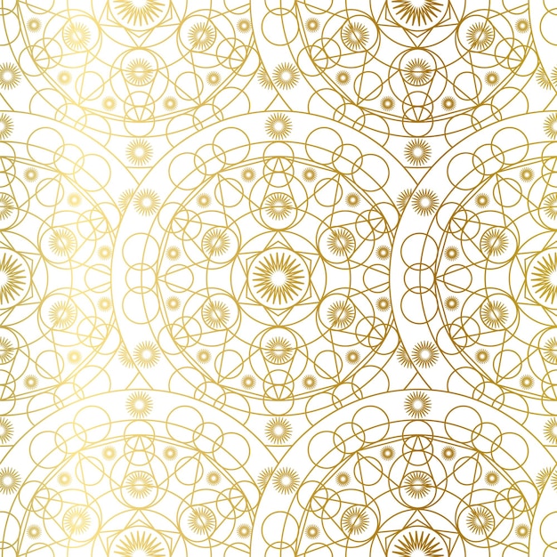 Golden Luxury Art Mandala Boho Seamless Pattern