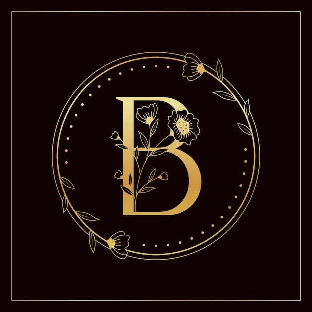 Vector golden luxury b letter elegant floral logo