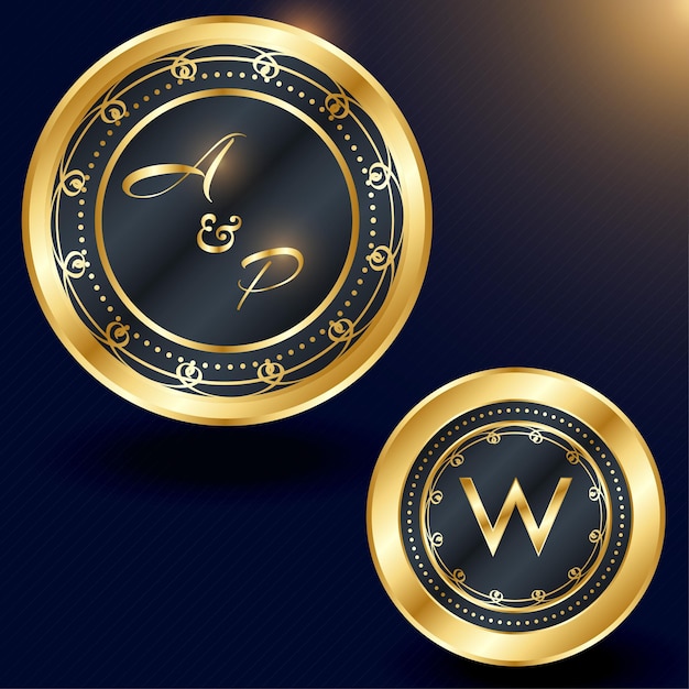 Golden luxury badge label