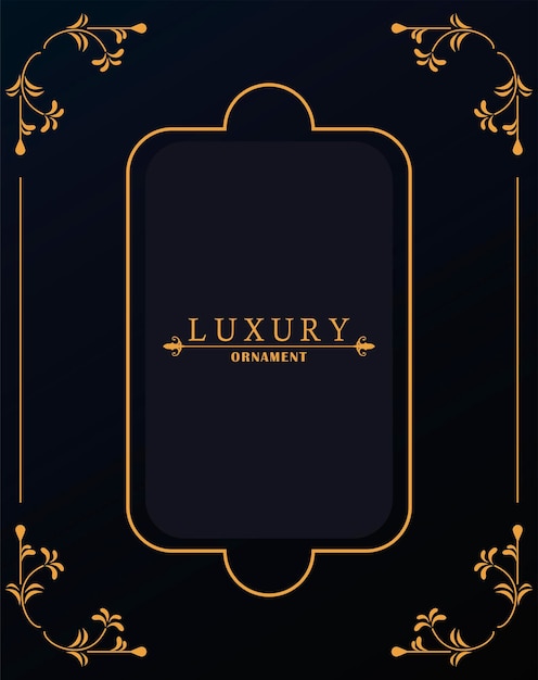 Golden luxury frame with victorian style in black background