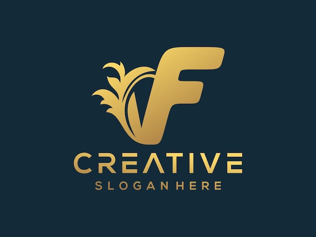 golden luxury letter F logo template 