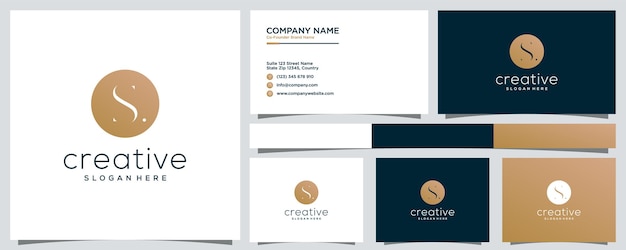 Golden luxury letter s logo template with business card design