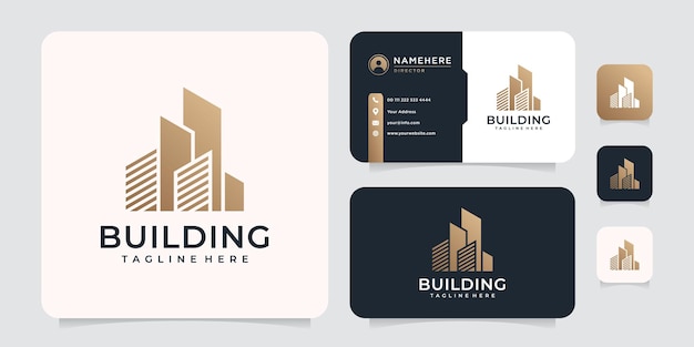 Golden luxury real estate building logo