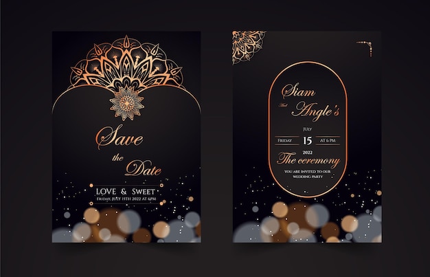 Golden and Luxury wedding invitation card design