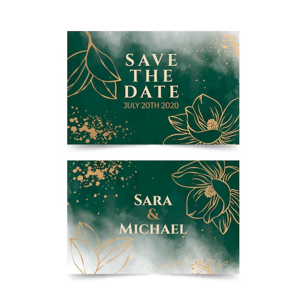 Golden Magnolia Wedding Card