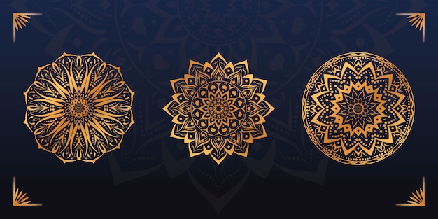 Golden mandala design set