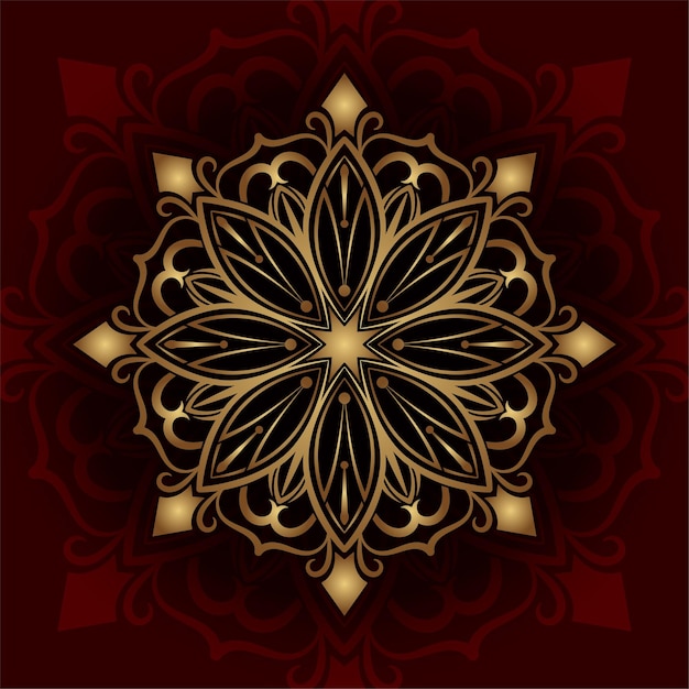 Golden mandala ornament round decorative design