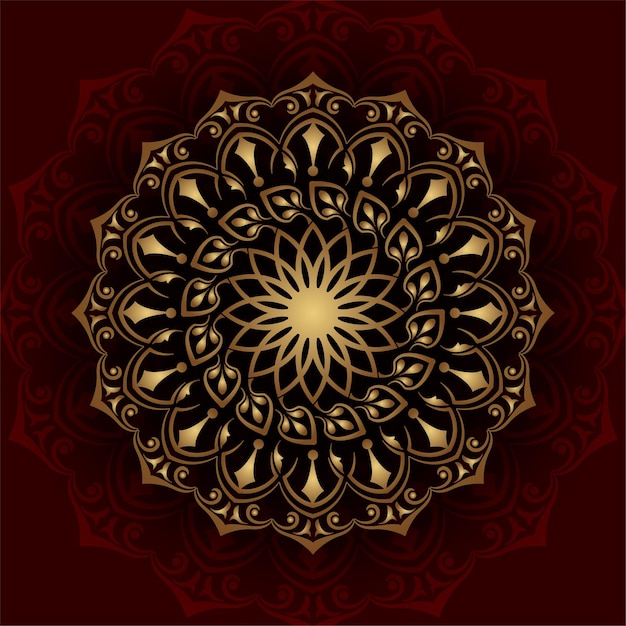 Golden mandala ornament round decorative design