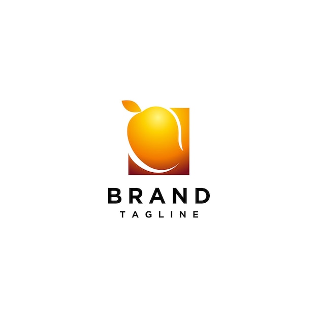 Golden Mango Fruit minimalistic logo design in Rectangle