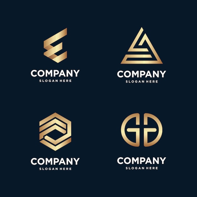 Golden and metallic abstract logo collection