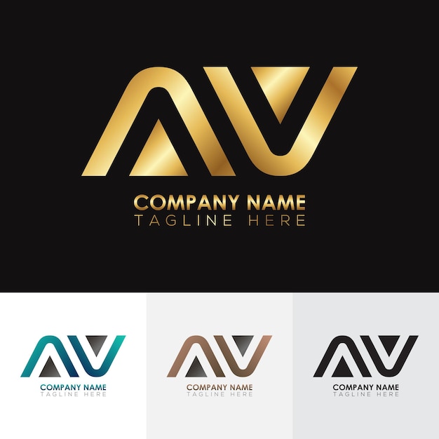 Vector golden metallic av letter logo designxa