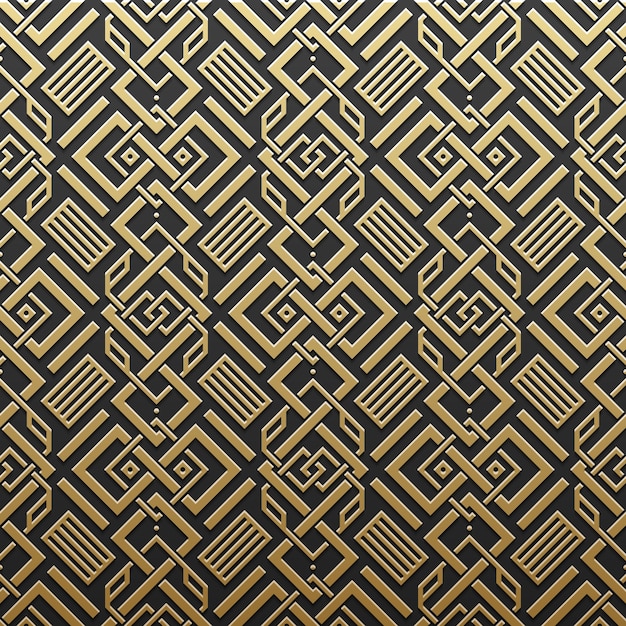 Golden metallic background with seamless geometric pattern. Elegant luxury style.