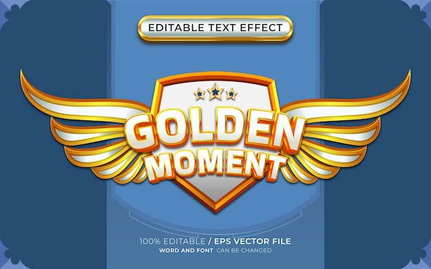 Golden Moment Editable Text Effect with Winged Emblem