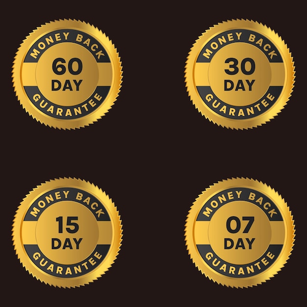 golden money back guarantee badge set