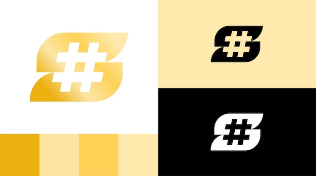 Golden Money S Monogram with Hashtag Logo Design Concept