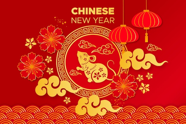 Golden mouse and motifs for chinese new year