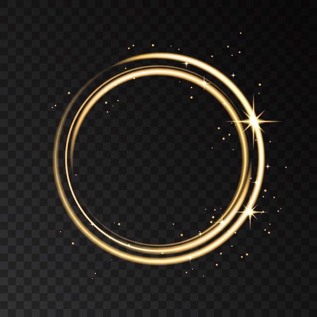 Golden neon ring lights effect isolated