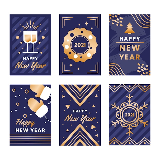 Golden new year 2021 cards collection