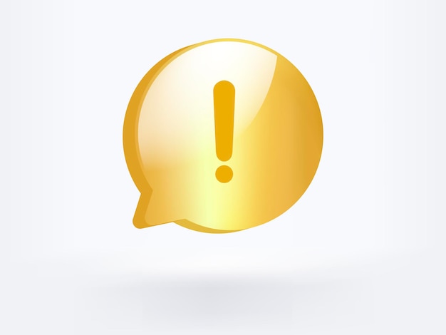 Golden notification message icon symbol social media communication vector design style 3d rendering.