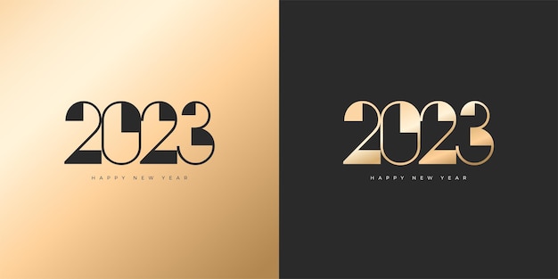 Golden number to say happy new year 2023 unique luxury and elegant number