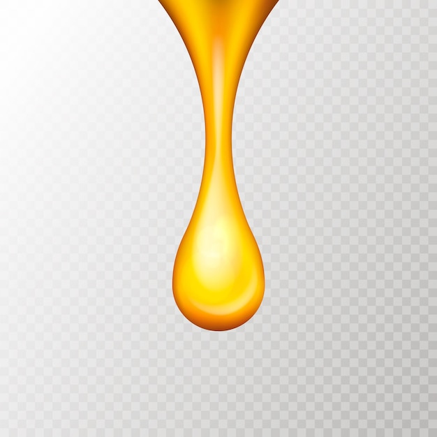 Golden oil drop isolated on transparent background Vector illustration