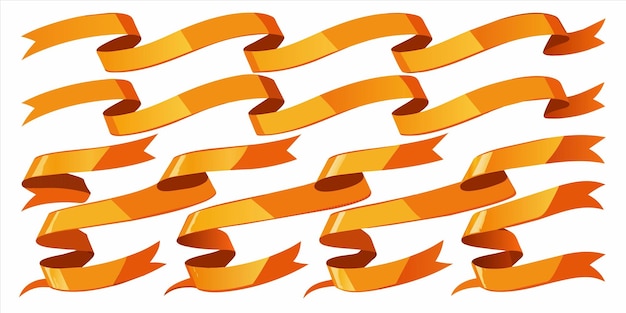 golden orange color flat vector ribbon set for use anywhere