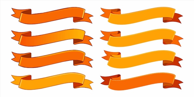 golden orange color flat vector ribbon set for use anywhere