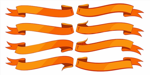 golden orange color flat vector ribbon set for use anywhere