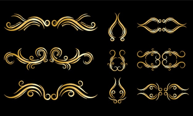 Vector golden ornament collection premium