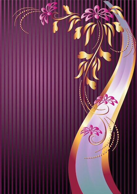 Golden ornament and elegant ribbon