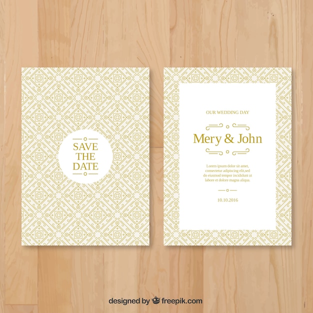 Golden ornamental wedding invitation