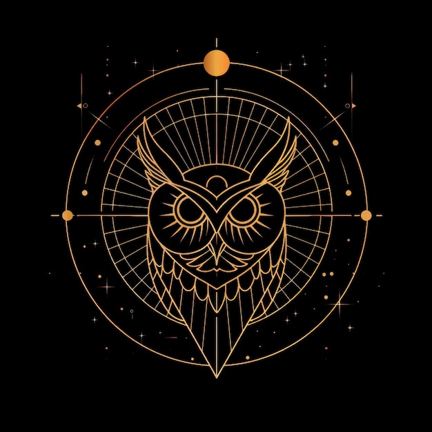 Golden owl geometric mystical design