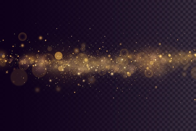 golden particles. light effect. Gold dust. background decoration.Christmas dust.