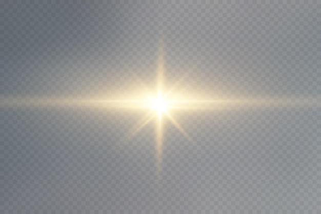 Golden particles of light. Golden light. Light flare.Stars isolated on transparent background