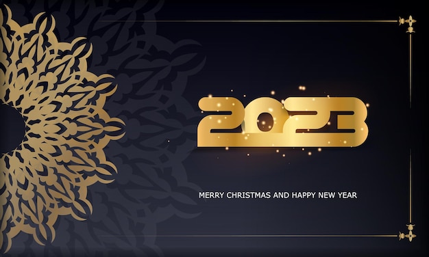 Golden pattern on black 2023 happy new year holiday poster