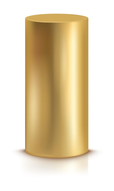 Golden pillar mockup Metal cylinder realsitic column