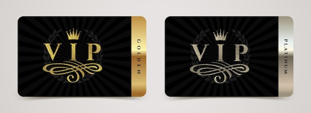 Golden and platinum VIP card template with flourishes element