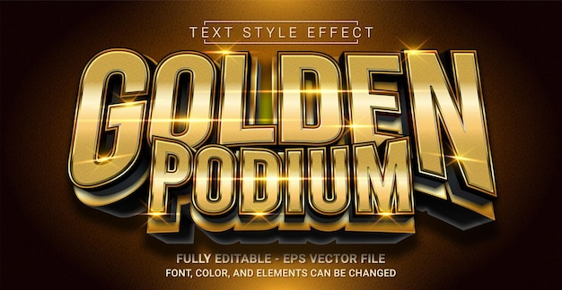 Golden Podium Text Style Effect Editable Graphic Text Template