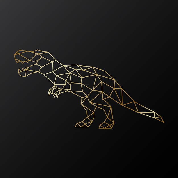 Golden polygonal Tyrannosaurus dinosaur