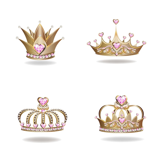 Golden princess crown set