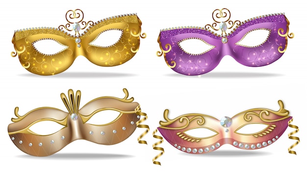 Golden and purple masks collection