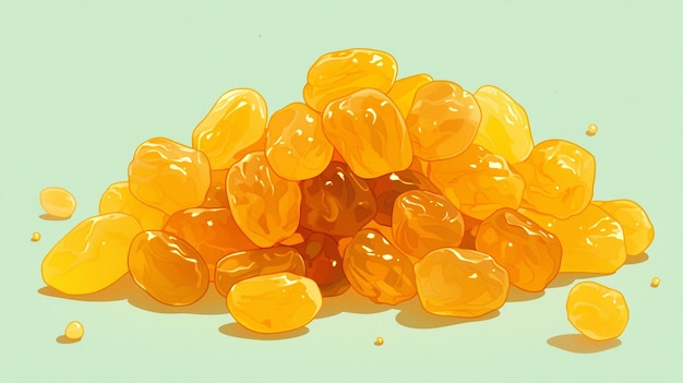 Golden Raisins Piled with Wrinkled Texture