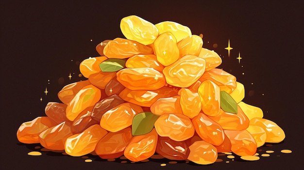 Golden Raisins Piled with Wrinkled Texture