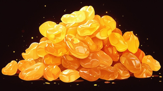 Golden Raisins Piled with Wrinkled Texture