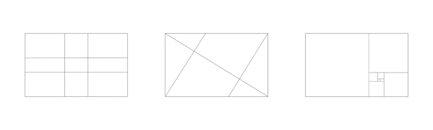 Golden ratio constructions set Rectangle divided on harmony proportions Fibonacci sequence