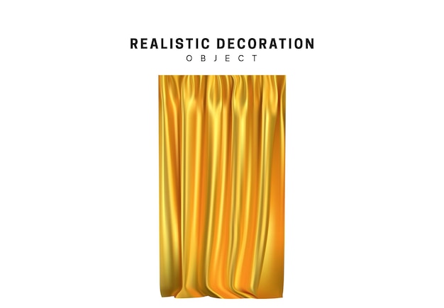 Golden Realistic silk curtain isolated on white background. vector illustration