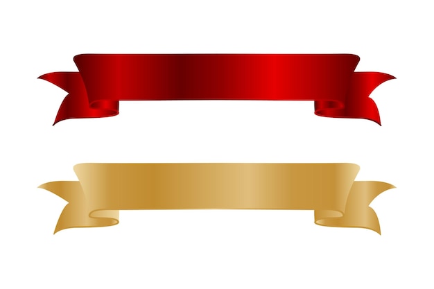 Golden and red  ribbons vector design