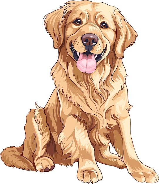 Golden Retriever adorable art vector illustration