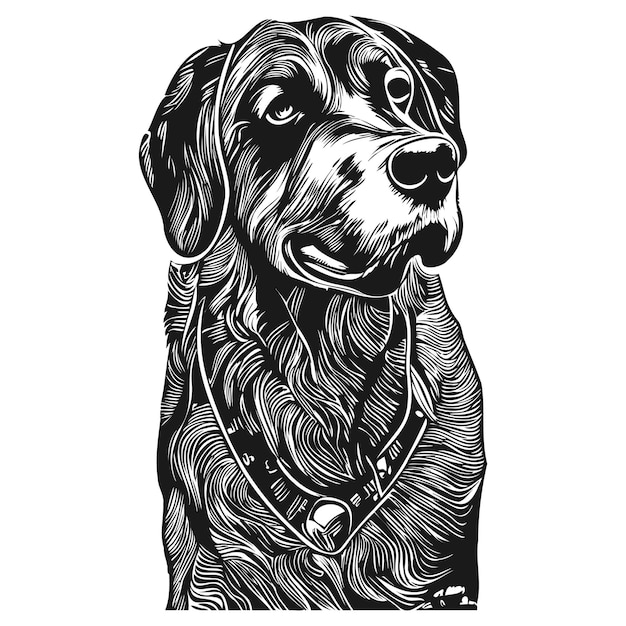 Golden retriever clip art hand drawn vector black and white